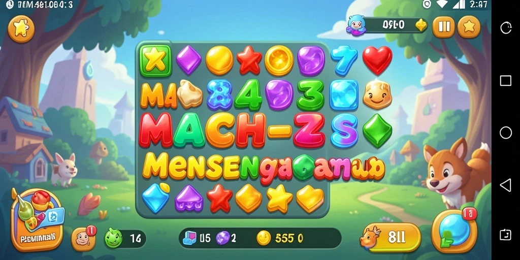 Tampilan gameplay Match-3 yang seru dan penuh warna.