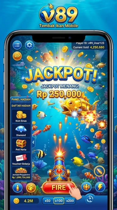 Tampilan beranda aplikasi v89 dengan berbagai kategori.